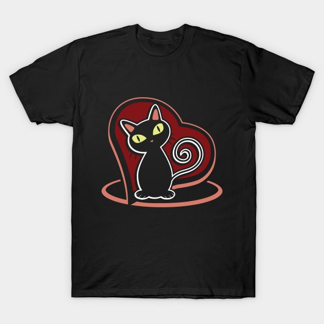 Cute cat in a heart T-Shirt by Markus Schnabel